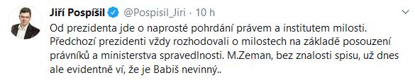 Jiří Pospíšil reaguje na slova prezidenta Zemana